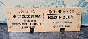 (9) D 連綴券 上諏訪→都区内 【シワ】9450