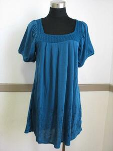 [KCM]x-379# stock disposal goods #[FORTUNE COOKIES] lady's . origin switch tunic One-piece M blue green group 