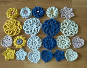 ③ hand made motif flower motif crochet needle braided knitting handicrafts parts flower Heart star 3D up like brooch corsage lacework 