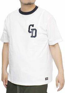 【新品】 3L ホワイト ジェニュイン ディッキーズ GENUINE Dickies 半袖 Tシャツ メンズ 大きいサイズ リンガー マイクロボーダー ロゴ プ