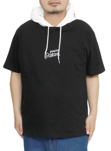 【新品】 2L ブラック ジェニュイン ディッキーズ GENUINE Dickies 半袖 パーカー Tシャツ メンズ 大きいサイズ フェイクレイヤード ロゴ