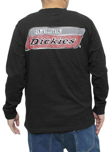 【新品】 2L ブラック [GENUINE Dickies] 長袖Tシャツ メンズ 大きいサイズ ロゴ バック プリント クルーネック カットソー