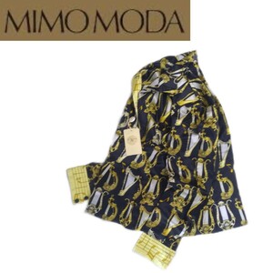 新品 当時物 NICE CLUB MIMO MODA シルク100% ツルツル サテン ハープ メデューサ 長袖シャツ ブラウス レディース40 ミモモーダ 2307295