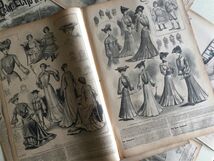 1903s フランス 永遠の淑女とモード新聞 La Petit Echo de la Mode 雑誌 アンティーク ファッション ビクトリアン 型紙 洋裁 スクラップ g_画像3