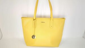 フルラ　トートバッグ　サフィアーノレザー加工　レモンイエロー　FURLA　Ａ４　ＰＣ可能サイズ　約40*25*14cm◆3107/SBS通り店