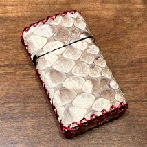 [本革] zippo スリムタイプ用 レザーカバー 革ケース 革巻き リアルパイソン革_画像4