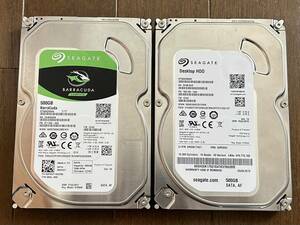 【2台セット・ほぼ未使用】★使用時間 5時間・2時間　SATA HDD 500GB 3.5インチ 薄型 7,200rpm Seagate