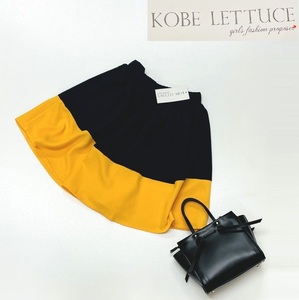  unused goods KOBE LETTUCE navy yellow bai color hem switch miniskirt flair casual leisure tag adult pretty lady's Kobe lettuce 