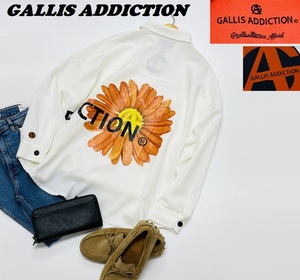 未使用品 /F/ GALLIS ADDICTION ホワイト 長袖シャツ フラワープリント ストリート ビッグシルエット 花柄 タグ ロゴ ガリスアディクション