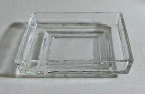 レトロ / ガラス 透明 / 皿 プレート / スクエア 正方形 クリア / 直径17cm / 竹 笹 柄