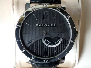  не использовался BVLGARI BVLGARY BVLGARY резерв мощности BB41BSL BB41SL ручной завод SS× кожа мужской черный 