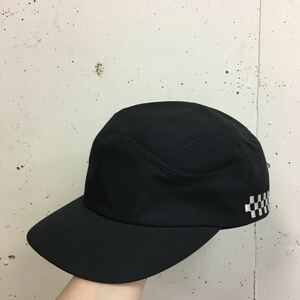 (k) RACAL ワークキャップ 帽子 黒 ブラック チェッカーフラッグ ワンポイント 