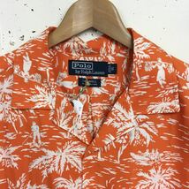 90s 90年代 Polo Ralph Lauren ラルフローレン レーヨン アロハシャツ 半袖 オレンジ サイズS CALDWELL _画像3