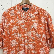 90s 90年代 Polo Ralph Lauren ラルフローレン レーヨン アロハシャツ 半袖 オレンジ サイズS CALDWELL _画像4