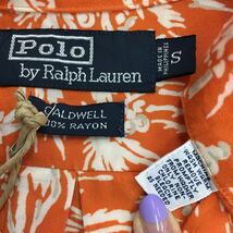 90s 90年代 Polo Ralph Lauren ラルフローレン レーヨン アロハシャツ 半袖 オレンジ サイズS CALDWELL _画像8