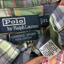 90s 90年代 Ralph Lauren ポロ ラルフローレン CLARENCE SPORT パッチワーク プルオーバー 半袖シャツ サイズXL チェック柄 _画像8