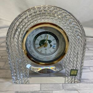 1171番　HOYAクリスタル　水晶時計　世界時計　日本赤十字社 置時計 置き時計 CLOCK
