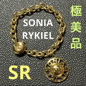 [ws165] превосходный товар SONIA RYKIEL Sonia Rykiel SR Logo браслет Gold цвет Vintage костюм ювелирные изделия 