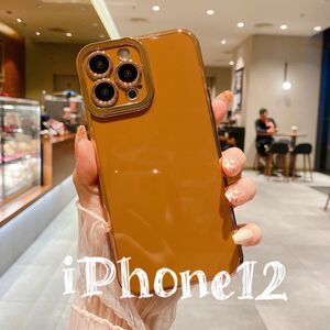 iPhone12 ケース iPhone カバー ブラウン　無地スマホケース　新品