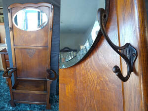  antique entranceway hole stand coat .. bench mirror mirror oak nala180