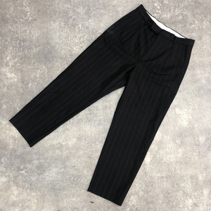 ▲ WACKO MARIA ワコマリア DORMEUIL ドーメル PLEATED TROUSERS TYPE 2 プリーツ ズボン ストライプ スラックス パンツ ブラック 黒 104