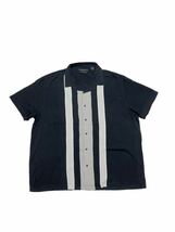 ●洗濯プレス済● US古着 A[X]IST シルク100% ラインデザイン オープンカラーシャツ size2XL【1316】_画像1