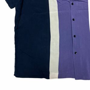 US古着 Original Use レーヨン100％ バイカラー 半袖 開襟 オープンカラーシャツ sizeXL【1279】の画像4