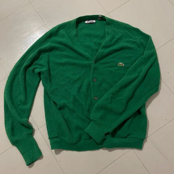 【希少古着】70s izod lacoste green cardigan size:L