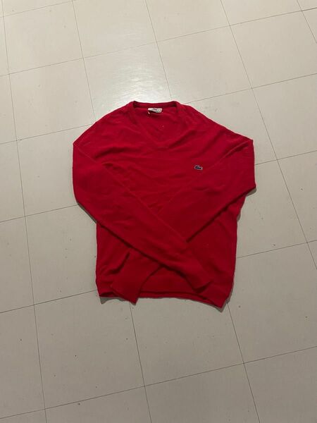 【希少古着】70s izod lacoste 青ワニ　red knit 