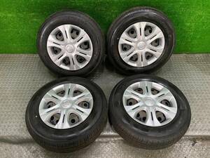 185/70R14 YOKOHAMA BluEarth ES32 2022年製 ラジアルタイヤ 夏 4本 鉄ホイールセット 日産ホイールキャップ 14×5.5J PCD100 4穴 