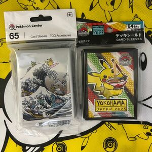 WSC 横浜 人気商品 2点セット スリーブ デッキシールド　ピカチュウ 北斎 ポケモンカードゲーム ポケモンカード　会場限定