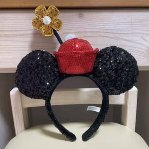 ☆美品☆ディズニーリゾート　レトロ　ミニー　お花　スパンコール　カチューシャ