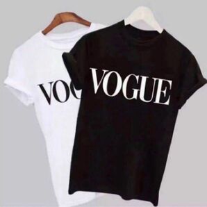 VOGUE 可愛いプリント Tシャツ SNS人気 海外セレブ 黒白 Sサイズ 半袖Tシャツの画像2