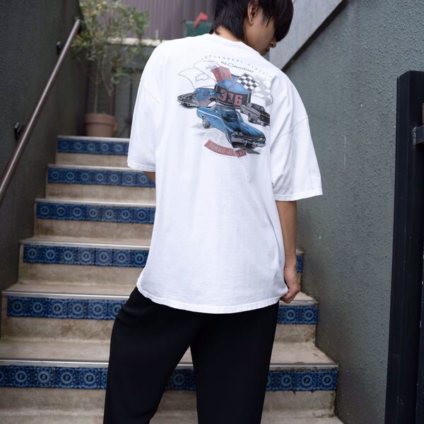 USA VINTAGE NEWPORT BLUE CHEVROLET PRINT T SHIRT/アメリカ古着シヴォレープリントTシャツ