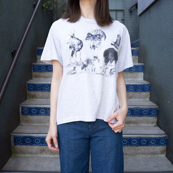 USA VINTAGE anvil ANIMAL PRINT DESIGN T SHIRT/アメリカ古着アニマルプリントデザインTシャツ