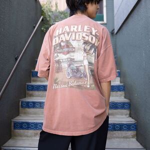 USA VINTAGE HARLEY DAVIDSON BEAUTY PRINT DESIGN T SHIRT/アメリカ古着ハーレーダヴィッドソンお姉さんプリントデザインTシャツ