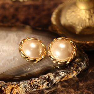USA VINTAGE PEARL DESIGN EAR CLIPS/アメリカ古着パールデザインイヤリング