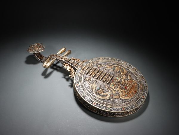 7Y5441 人間国宝 銅製品 中国古美術 中国骨董 【古い銀の楽器】時代物