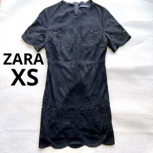 ZARA WOMAN ワンピース 黒 XS ドレス 膝丈 半袖 フォーマル ザラウーマン