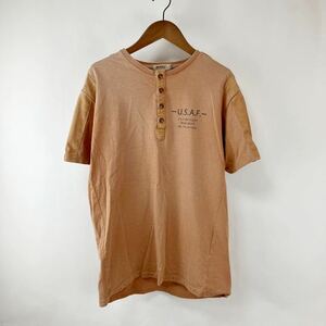 AVIREX アヴィレックス ポケットTシャツ メンズシャツ 丸首Tシャツ ボタンシャツ Mサイズ プリントTシャツ ベージュ シンプル カジュアル