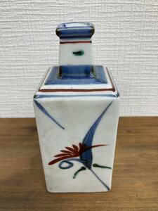 No.263　花瓶　花器　砥部焼 梅山窯 角瓶　レトロ　アンティーク コレクション 陶磁