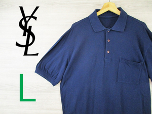 M35y YVES SAINT LAURENT*ivu* sun rolan < Vintage * Logo embroidery * polo-shirt with short sleeves >L size corresponding *Ricicli17