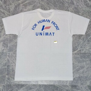 未使用 昔の UNIMAT ユニマット 企業物 バックプリント Tシャツ 白 サイズフリー 非売品 レトロ