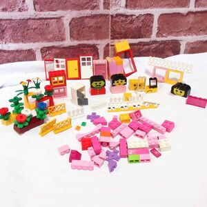 昭和 レトロ LEGO レゴ 正規品 ピンク フェンス ドア 特殊 パーツ セット お花 棚 柵 窓 など ジャンク ブロック/D1 箱