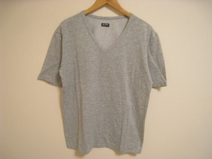 UNITED ARROWS GREEN LABEL RELAXING GLR ユナイテッドアローズ Tシャツ 半袖 Vネック 無地 ライトグレー サイズL