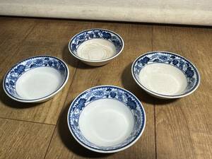 ★コレクター必見！！ NIKKO IRONSTONE DOUBLE PHOENIX ニッコー ダブルフェニックス デザイン 小皿 4枚セット ブルー 洋食器 W080202