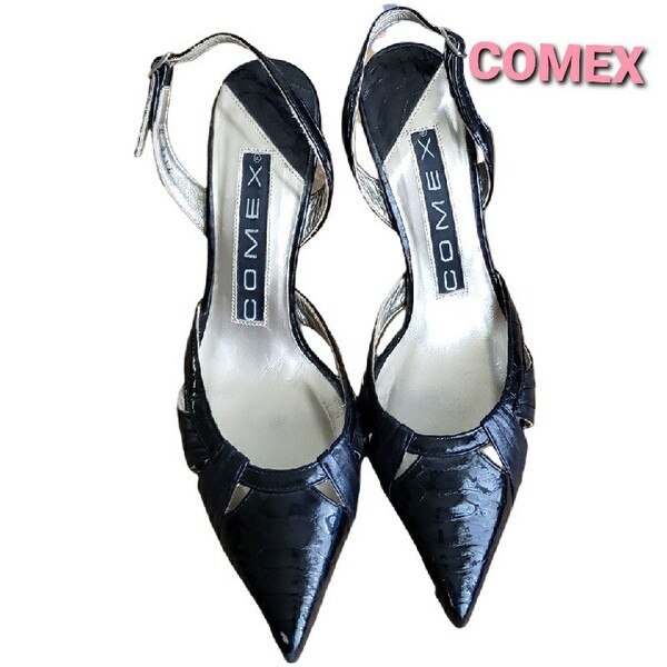 訳あり COMEX かっこよく綺麗なエナメルピンヒール