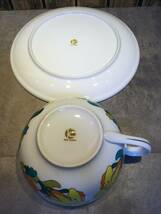 新品・未使用　希少　昭和レトロ　ポップ柄　KC　FINE　CHINA　特大カップ＆ソーサー　カトレア柄 オブジェ　置物　多用途　アンティーク_画像8