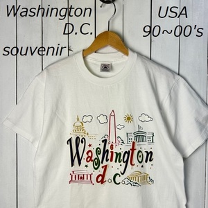 T●332 USA古着 90s～00s ワシントンDC スーベニア プリントTシャツ M 白 オールド アメリカ古着 Wshington d.c. DELTA