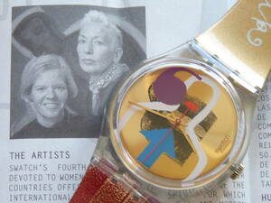  unused Swatch Swatch 97 year artist 1997 year of model Lipstick product number :GK248 gold color battery replaced 